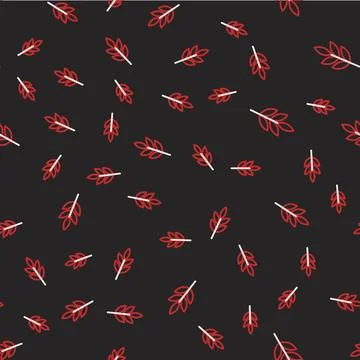 Line Leaf icon isolated seamless pattern on black background. Leaves sign. Fresh イラスト素材