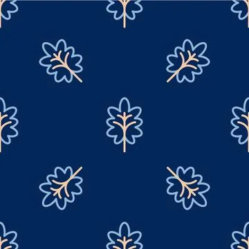 Line Leaf icon isolated seamless pattern on blue background. Leaves sign. Fresh Illustrazione stock