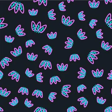 Line Leaf icon isolated seamless pattern on black background. Leaves sign. Fresh 库存插图