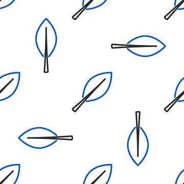 Line Leaf icon isolated seamless pattern on white background. Fresh natural Stock Illustration