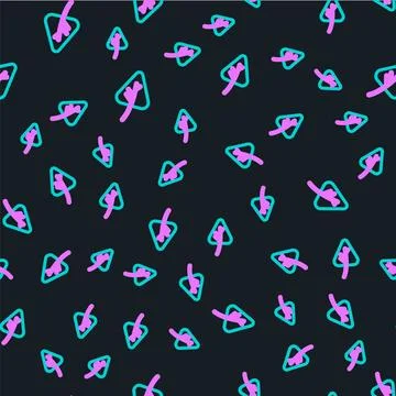 Line Leaf icon isolated seamless pattern on black background. Leaves sign. Fresh Stock Illustration