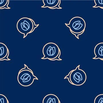 Line Leaf icon isolated seamless pattern on blue background. Leaves sign. Fresh Stockillustratie