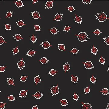 Line Leaf icon isolated seamless pattern on black background. Leaves sign. Fresh イラスト素材