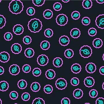 Line Leaf icon isolated seamless pattern on black background. Leaves sign. .. Illustrazione stock