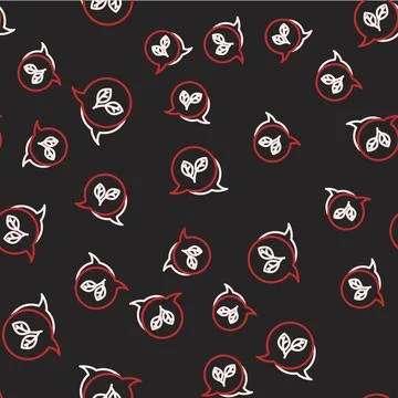 Line Leaf icon isolated seamless pattern on black background. Leaves sign. .. 库存插图
