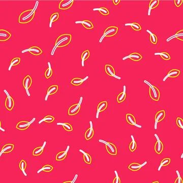 Line Leaf icon isolated seamless pattern on red background. Leaves sign. Fr.. Stock Illustration