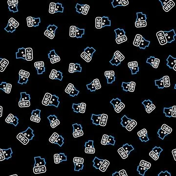 Line Learning foreign languages icon isolated seamless pattern on black Stock Illustration
