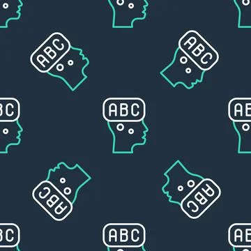 Line Learning foreign languages icon isolated seamless pattern on black Stock Illustration