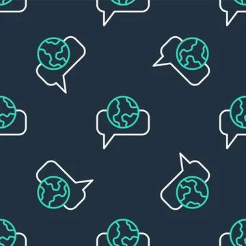 Line Learning foreign languages icon isolated seamless pattern on black bac.. 库存插图