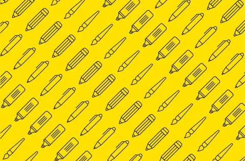 Line Learning Yellow Tile Pattern. Vector Illustration of School and Education Stock Illustration