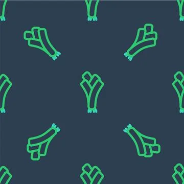 Line Leek icon isolated seamless pattern on blue background.  Vector Stock Illustration