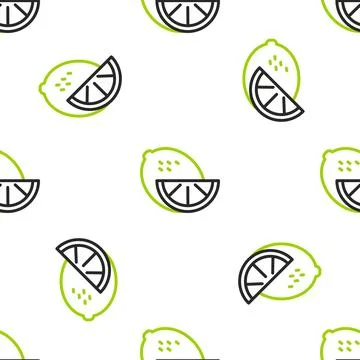 Line Lemon icon isolated seamless pattern on white background.  Vector Stock Illustration