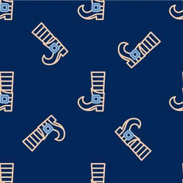 Line Leprechaun boot icon isolated seamless pattern on blue background. Happy Stock Illustration