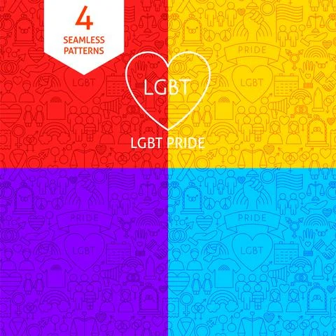 Line LGBT Pride Patterns Stock Illustration