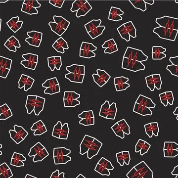 Line Life jacket icon isolated seamless pattern on black background. Life vest Stock Illustration
