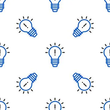 Line Light bulb with concept of idea icon isolated seamless pattern on white Illustrazione stock