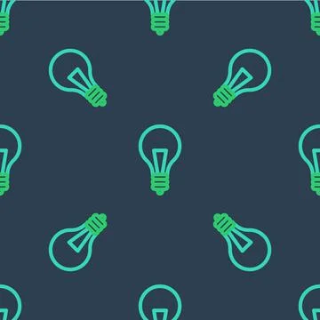 Line Light bulb with concept of idea icon isolated seamless pattern on blue Illustrazione stock