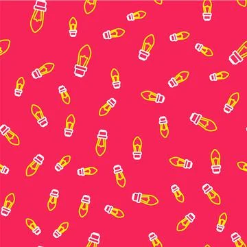 Line Light bulb with concept of idea icon isolated seamless pattern on red Stock Illustration