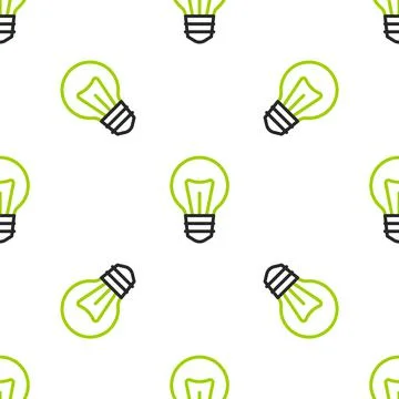 Line Light bulb with concept of idea icon isolated seamless pattern on white  Stock Illustration