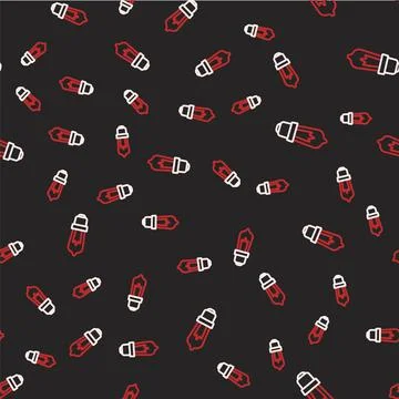 Line Light bulb with concept of idea icon isolated seamless pattern on black Illustrazione stock