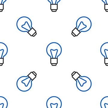 Line Light bulb with concept of idea icon isolated seamless pattern on white Stock Illustration