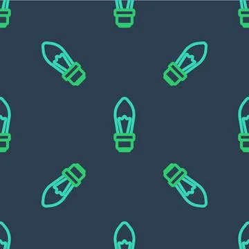 Line Light bulb with concept of idea icon isolated seamless pattern on blue Illustrazione stock
