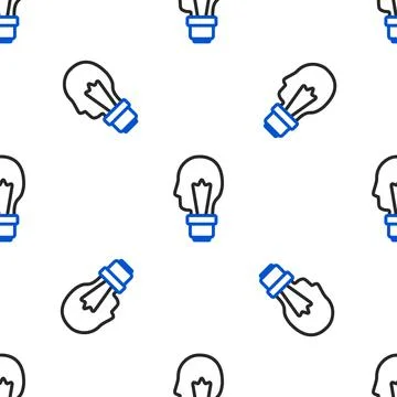 Line Light bulb with concept of idea icon isolated seamless pattern on white Stock Illustration