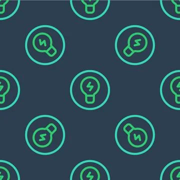 Line Light bulb with concept of idea icon isolated seamless pattern on blue Stock Illustration