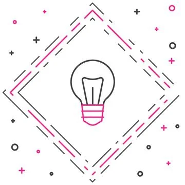 Line Light bulb with concept of idea icon isolated on white background. Energ Stock Illustration