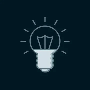 Line Light bulb with concept of idea icon isolated on black background. Ene.. 스톡 일러스트