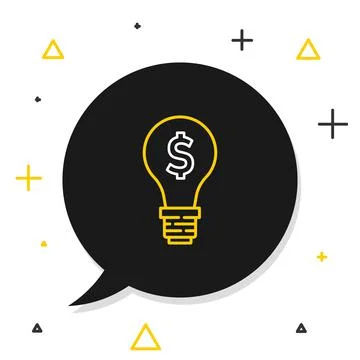 Line Light bulb with dollar symbol icon isolated on white background. Money Stock Illustration