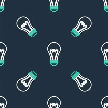 Line Light bulb icon isolated seamless pattern on black background. Energy .. Stock Illustration