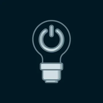 Line Light bulb with lightning symbol icon isolated on black background. Li.. Stock Illustration