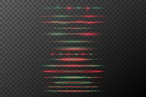 Line light effect, red green. Vector elements, set 스톡 일러스트