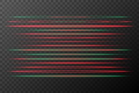 Line light effect, red green. Vector elements, set 스톡 일러스트