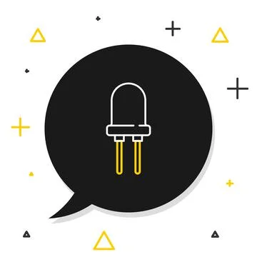 Line Light emitting diode icon isolated on white background. Semiconductor diode Stock Illustration