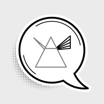 Line Light rays in prism icon isolated on grey background. Ray rainbow spectrum Stock Illustration