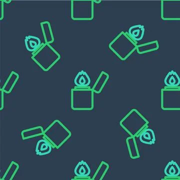 Line Lighter icon isolated seamless pattern on blue background. Vector 库存插图