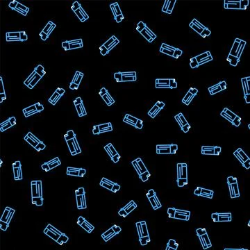 Line Lighter icon isolated seamless pattern on black background. Vector 库存插图