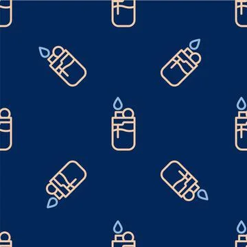 Line Lighter icon isolated seamless pattern on blue background.  Vector 库存插图