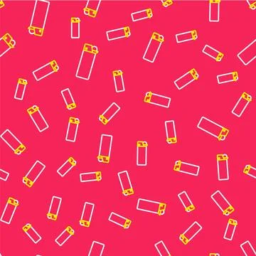Line Lighter icon isolated seamless pattern on red background.  Vector Stockillustratie