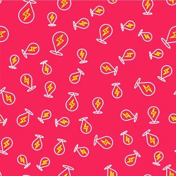 Line Lightning bolt icon isolated seamless pattern on red background. Flash icon Illustrazione stock