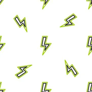 Line Lightning bolt icon isolated seamless pattern on white background. Flash Illustrazione stock