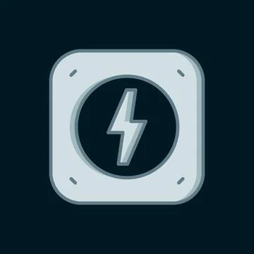 Line Lightning bolt icon isolated on black background. Flash sign. Charge f.. Stock Illustration