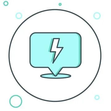 Line Lightning bolt icon isolated on white background. Flash sign. Charge f.. Stock Illustration