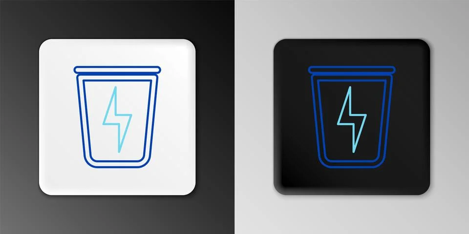 Line Lightning with trash can icon isolated on grey background. Waste to en.. Stock-Illustration