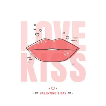 Line lips illustration Stock Illustration
