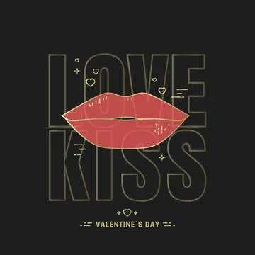 Line lips illustration Stock Illustration