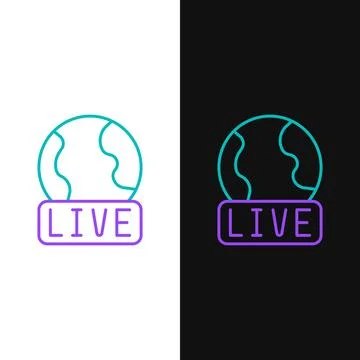Line Live report icon isolated on white and black background. Live news, ho.. Illustrazione stock