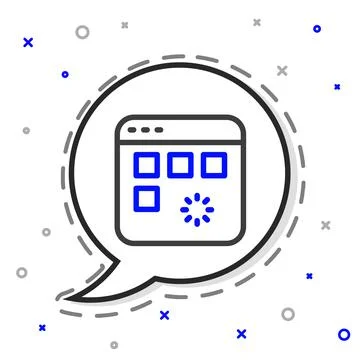 Line Loading a data window with a progress bar icon isolated on white background イラスト素材